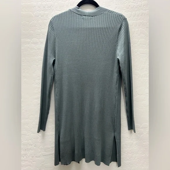 Open Front Ribbed Cardigan in Foam Green - Picture 2 of 7